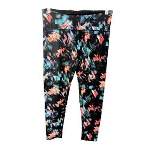 Tuff Athletics Sz M Womens Active Yoga Tight Black Pink Blue High Rise Leggings